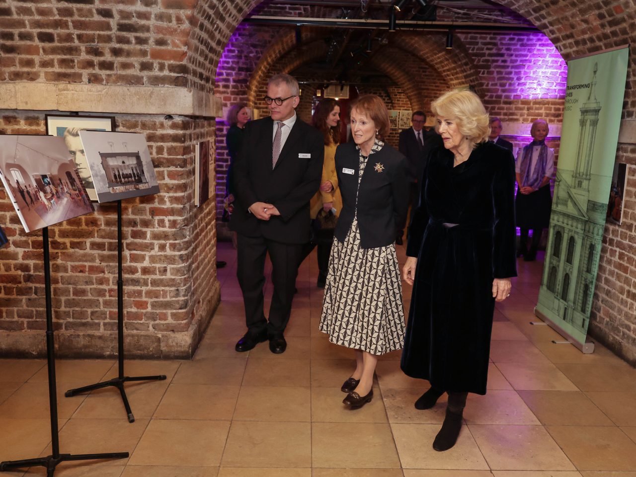 Her Majesty being shown drawings of the proposed restoration works to Smith Square Hall. Image: Andrew Parsons